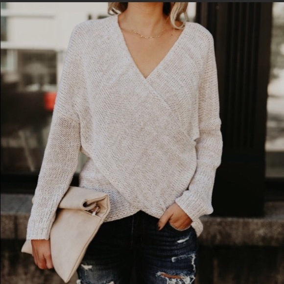 Eon Tops - Oatmeal Criss Cross Sweater